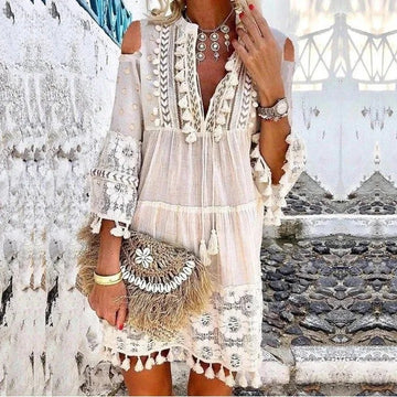 CM | Mini vestido boho de encaje