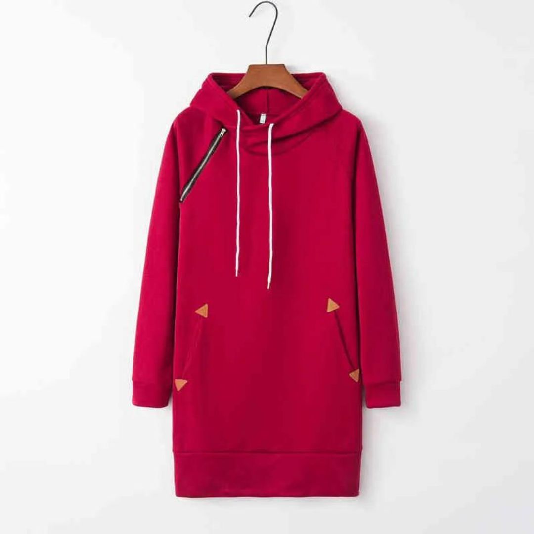 CM | Vestido sudadera casual con capucha y bolsillos