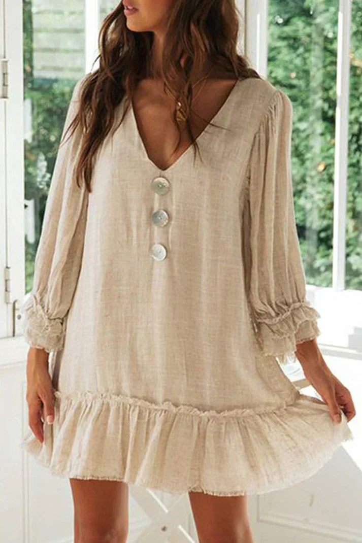 CM | Vestidos patchwork lisos con escote en V - sencillez a la moda