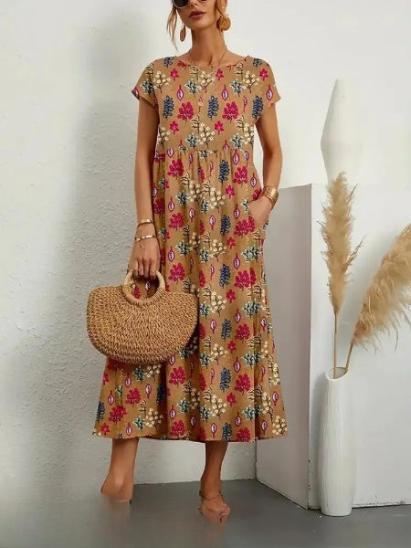 CM | Elegante vestido midi con estampado floral