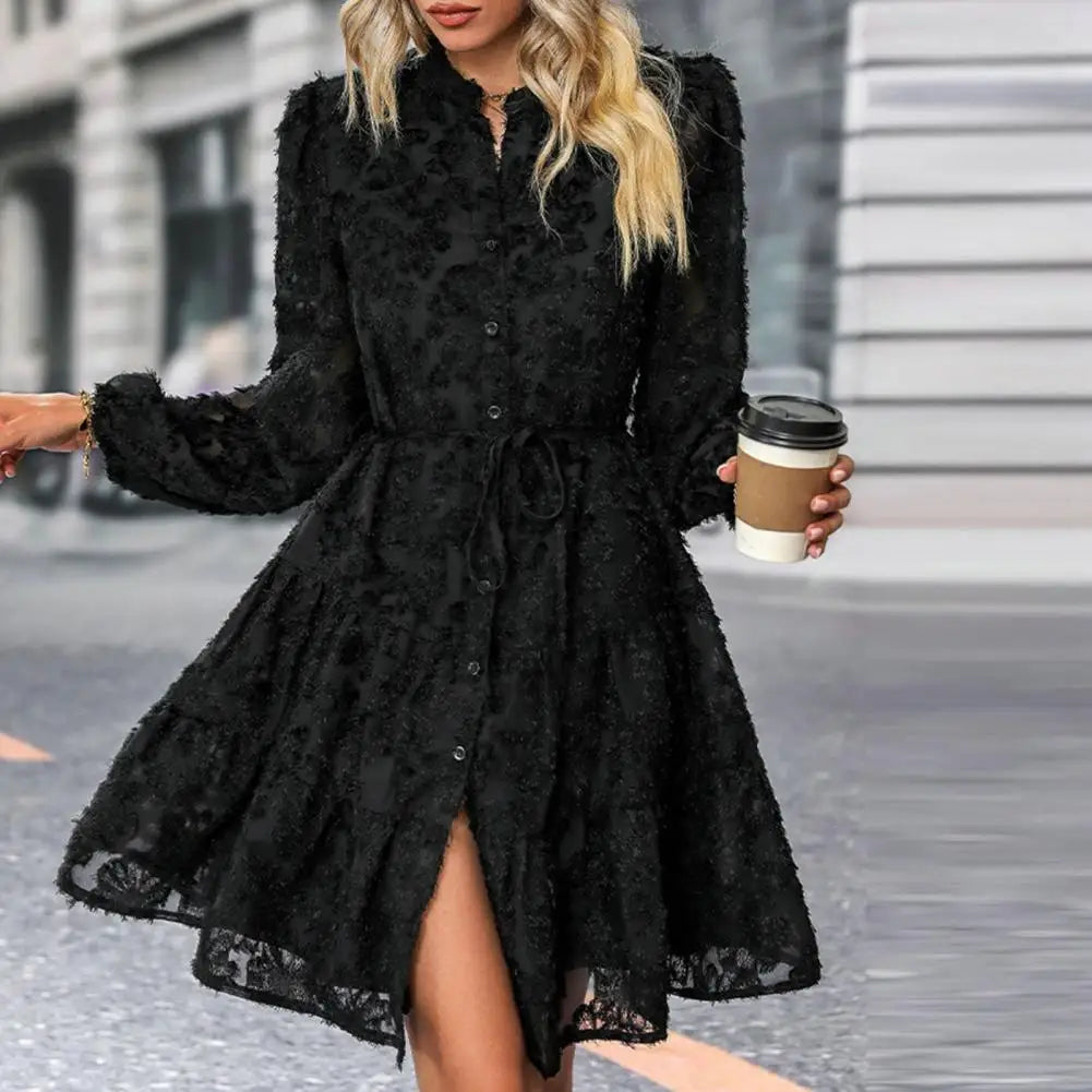 CM | Elegante vestido midi de encaje de línea A