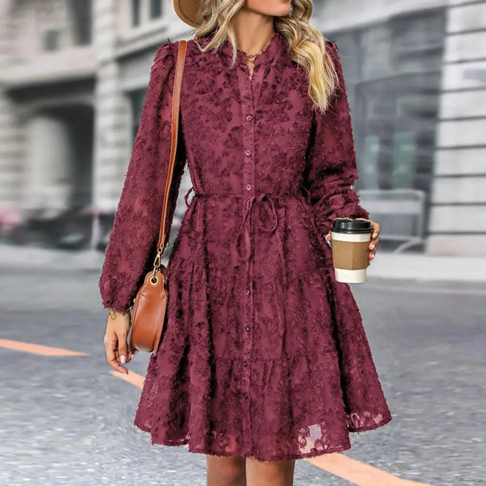 CM | Elegante vestido midi de encaje de línea A