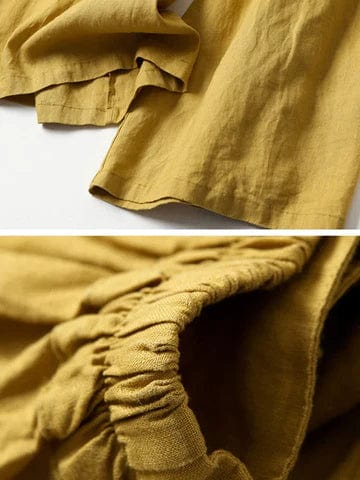 CM | Pantalones anchos de algodón y lino