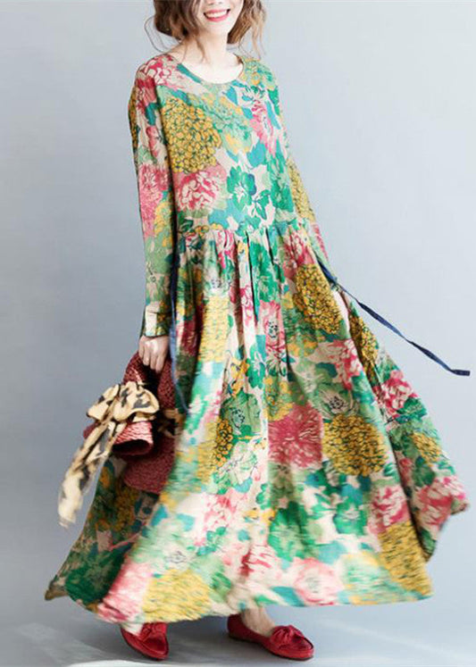 CM | moda vestido largo de lino floral