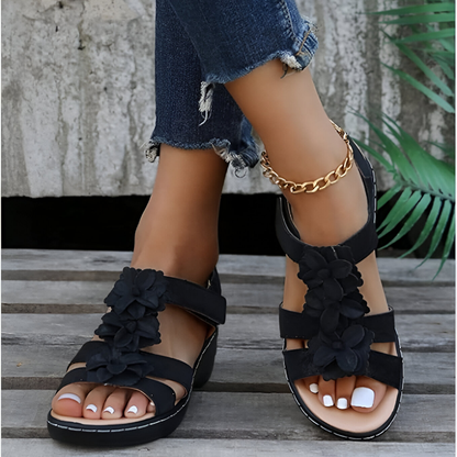 CM | Sandalias con tacón de cuña, encanto retro y soporte ortopédico