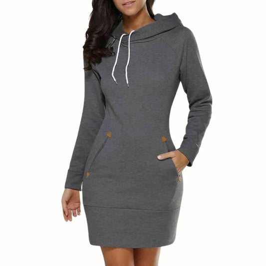 CM | Vestido sudadera casual con capucha y bolsillos