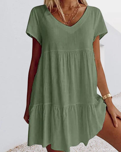 CM | Vestido de manga corta suelto y casual