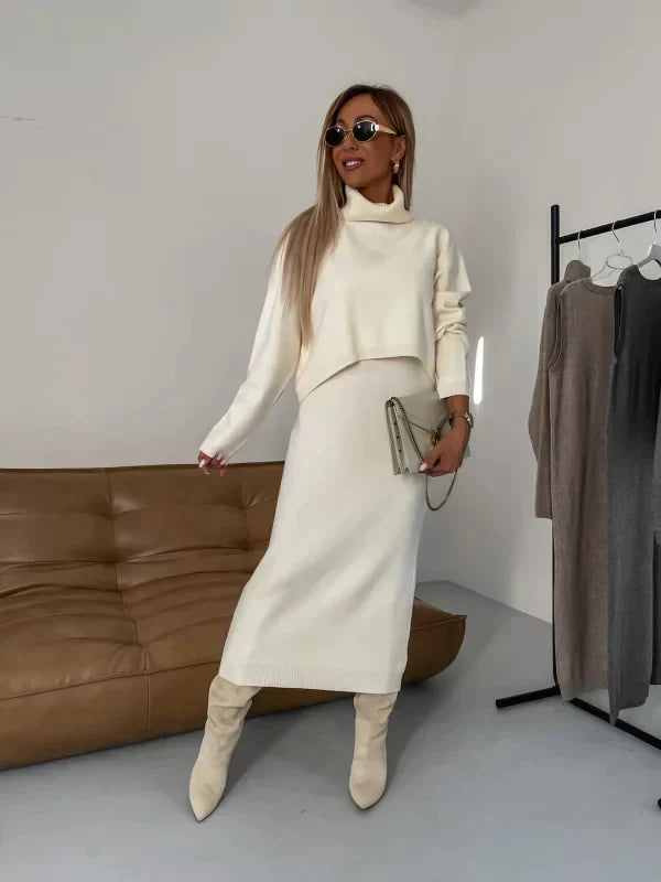 CM | Vestido con jersey de cuello alto a juego