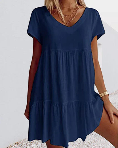 CM | Vestido de manga corta suelto y casual