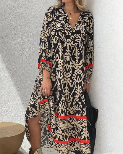 CM | Elegante maxi vestido bohemio estampado
