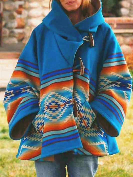 CM | Abrigo con capucha y estampado tribal boho