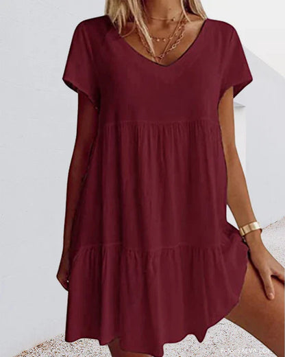CM | Vestido de manga corta suelto y casual