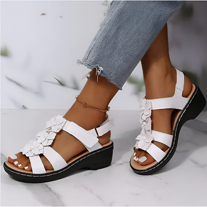 CM | Sandalias con tacón de cuña, encanto retro y soporte ortopédico