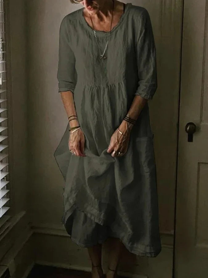 CM | Lino Vestido Largo Casual