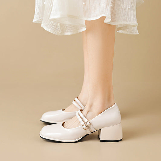 CM | Zapatos vintage con doble correa y tacón de bloque