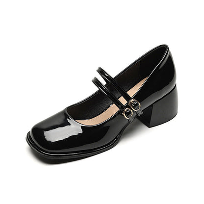 CM | Zapatos vintage con doble correa y tacón de bloque
