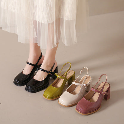 CM | Zapatos con tacón grueso y correa ajustable