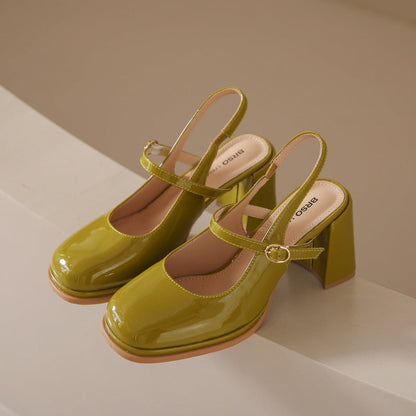 CM | Zapatos con tacón grueso y correa ajustable