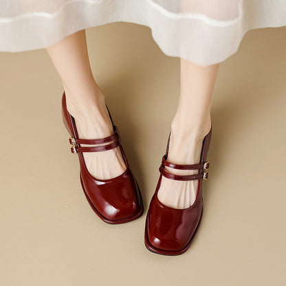 CM | Zapatos vintage con doble correa y tacón de bloque