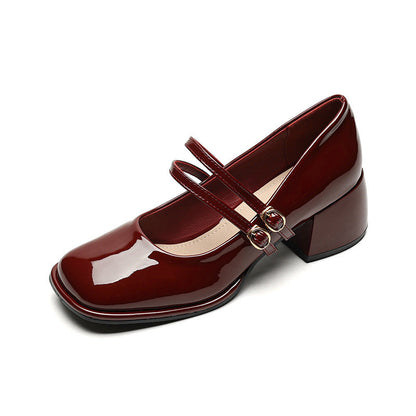 CM | Zapatos vintage con doble correa y tacón de bloque