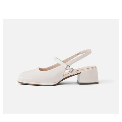 CM | Tacones de imitación de cuero de las señoras de la hebilla del bloque