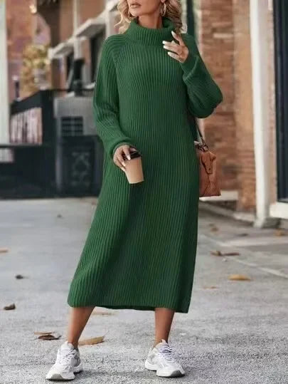 CM | Vestido jersey de punto para mujer con cuello alto
