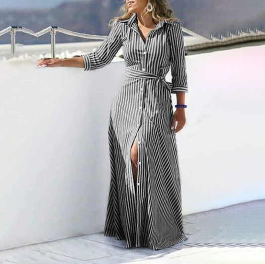 CM | Vestido largo a rayas