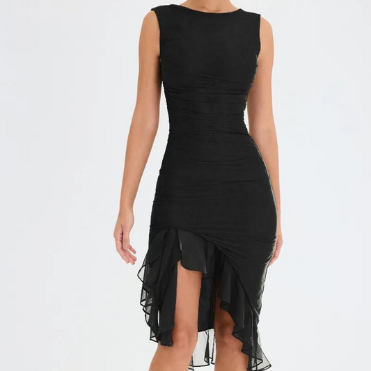 CM | Vestido midi con volantes
