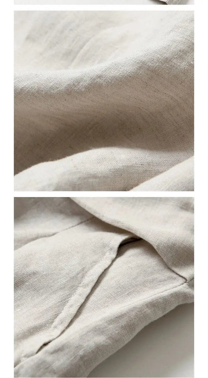 CM | Pantalones anchos de algodón y lino