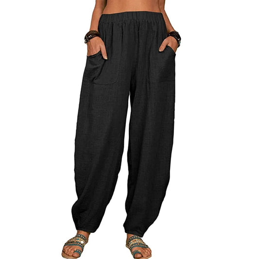 CM | Pantalones anchos de lino para mujer