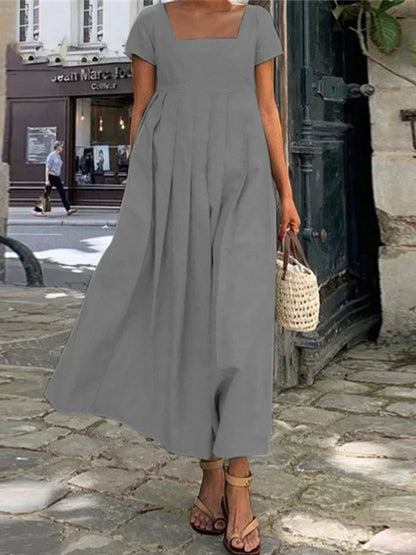 CM | Algodón y lino Vestido casual monocromo