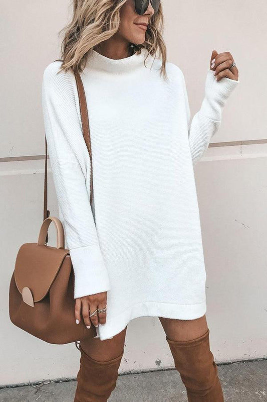 CM | Vestido jersey casual con cuello alto