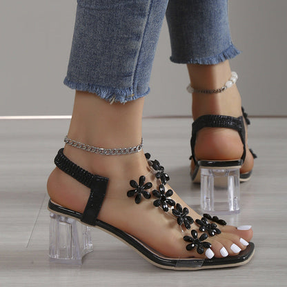 CM | Elegantes sandalias transparentes de tacón alto para mujer