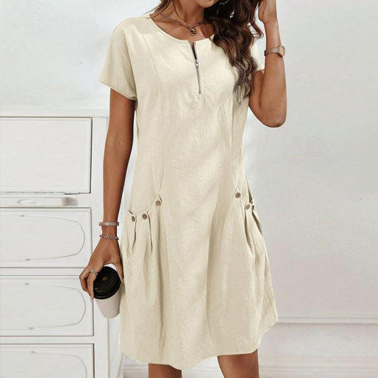 CM | Apricot Minivestido monocolor con escote redondo
