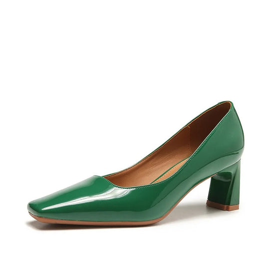 CM | Zapatos con tacón de bloque brillante