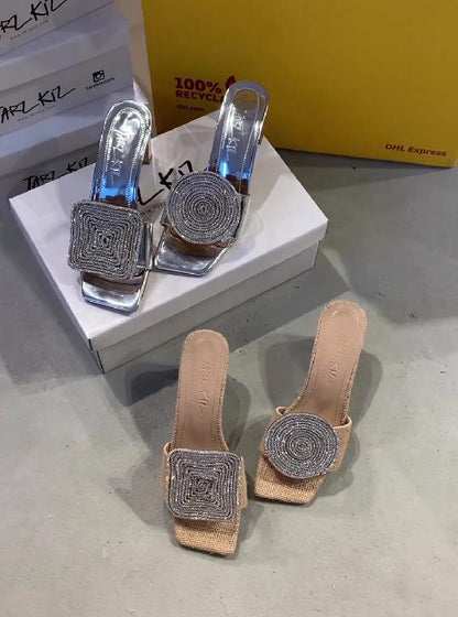 CM | Sandalias redondas cuadradas con tacón